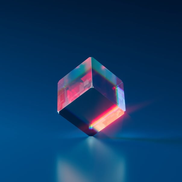 Equilibrium, a balanced multicolor crystal cube. Click for more details.